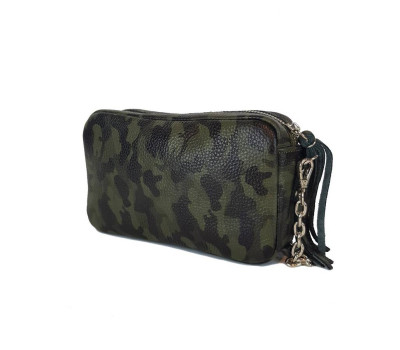 Сумка-барсетка "МИА" натуральная кожа, хаки флотар