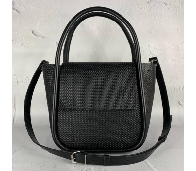 Сумка жіноча "Софія" натуральная шкіра, чорна плетінка