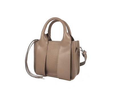 Сумка жіноча "Фіона S" натуральна шкіра, лате матова з тисненням плетінка