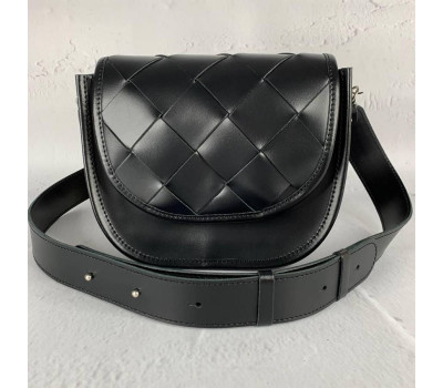 Сумка жіноча "Енігма" натуральна шкіра, чорна матова