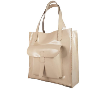 Сумка жіноча "ГАРДА" натуральна шкіра, слонова кістка глянцева