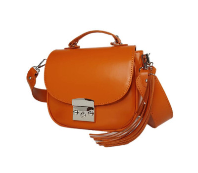 Сумка женская "Римини" натуральная кожа, оранжевая гладкая