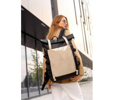 Женский рюкзак Sambag RollTop Hacking  черно-серый