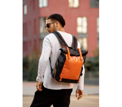 Мужской рюкзак Sambag RollTop Hacking  черно-оранжевый