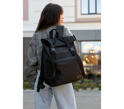 Женский рюкзак ролл Sambag RollTop Zard черный оксфорд