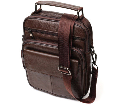 Вертикальна чоловіча сумка з натуральної шкіри Vintage 21952 Коричнева