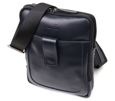 Стильна чоловіча сумка через плече із натуральної шкіри SHVIGEL 22142 Синя