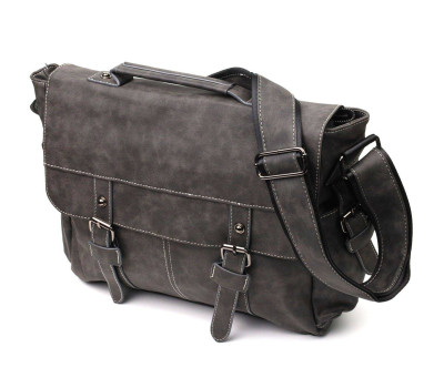 Містка чоловіча сумка зі шкірозамінника Vintage 22143 Сірий