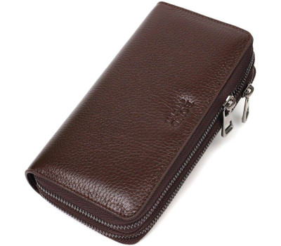 Місткий чоловічий клатч із двома відділеннями з натуральної шкіри BOND 22025 Коричневий