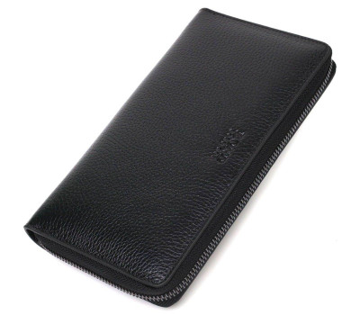 Місткий чоловічий клатч з одним відділенням з натуральної шкіри BOND 22029 Чорний