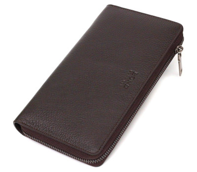 Цікавий чоловічий клатч з одним відділенням із натуральної шкіри BOND 22032 Коричневий