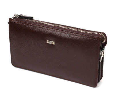 Мужской клатч на два отделения из натуральной кожи флотар BOND 22045 Коричневый