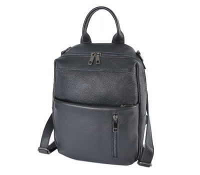 802 сумка-рюкзак шкіра чорний Lucherino