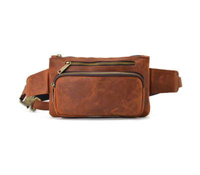 Поясна сумка шкіряна бананка RB-8137-4lx бренд TARWA коньячна