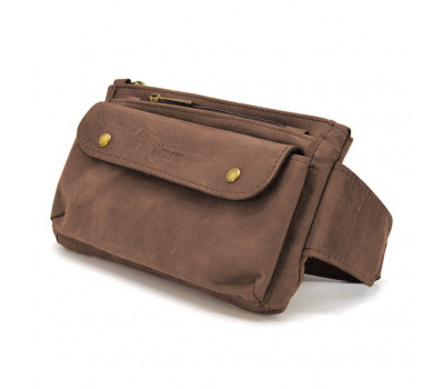 Сумка на пояс шкіряна, бананка RC-8136-3md TARWA коричневий крейзі