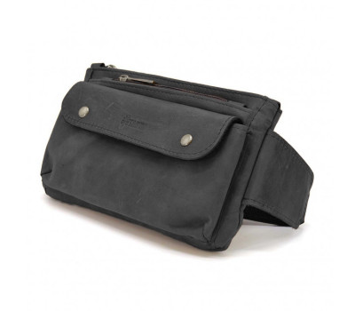 Сумка на пояс шкіряна, бананка RA-8136-3md TARWA чорний крейзі