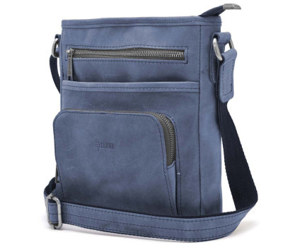 Мужская кожаная сумка с карманом RK-1303-3md TARWA синяя