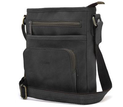 Мужская кожаная сумка с карманом RA-1303-3md TARWA черная
