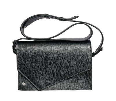Женская кожаная сумка через плечо Grande Pelle 770710 с косым клапаном, черная