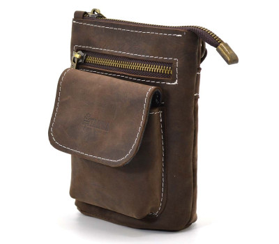 Маленька чоловіча сумка на пояс, через плече, коричнева на джинси TARWA RC-1350-3md