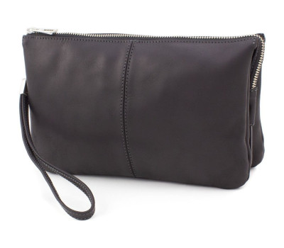 Барсетка чоловіча клатч 705110, чорна шкіра матова Grande Pelle