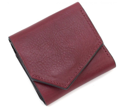 Кожаный кошелек Mini с асимметричным клапаном 57066110 бордовый