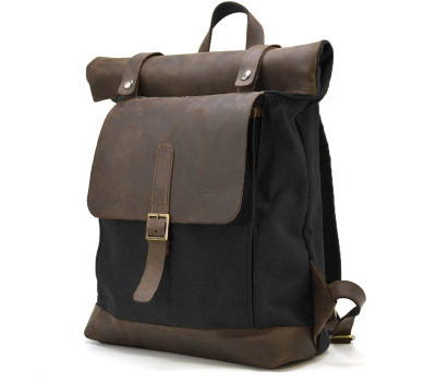 Рол-ап рюкзак зі шкіри та канвас TARWA RGc-5191-3md сірий