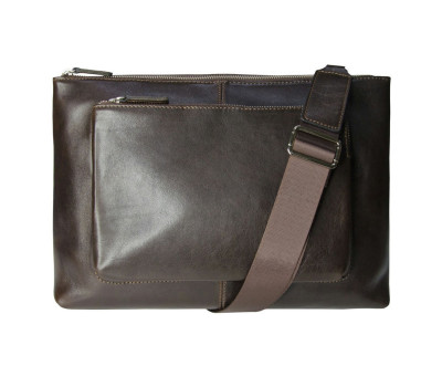 Чоловіча сумка Grande Pelle 260х370х105 мм глянцева шкіра SICILIA  шоколад