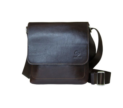Сумка месенджер для чоловіків 754620 Grande pelle темно-коричнева