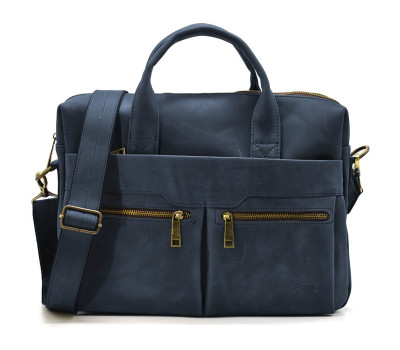 Чоловіча шкіряна синя сумка А4 RK-7122-3md TARWA