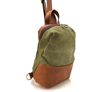 Чоловічий слінг через плече, нагрудна сумка зі шкіри та канвас TARWA RBH-1905-3md