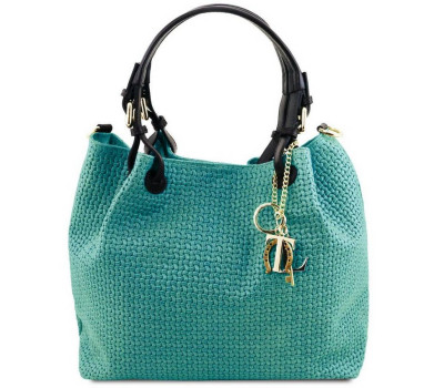 Шкіряна сумка-шоппер KeyLuck з плетеною тисненням Tuscany TL141573