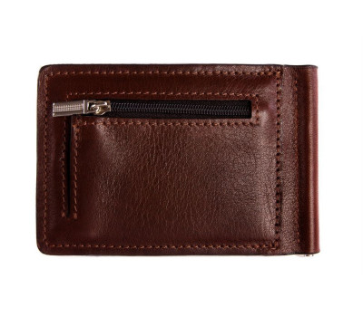 Зажим с монетницей, коньяк Grande Pelle 125623