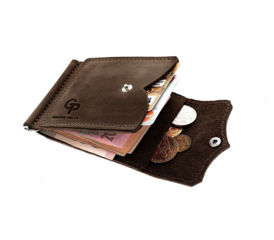 Зажим на кнопке, шоколад Grande Pelle 110120