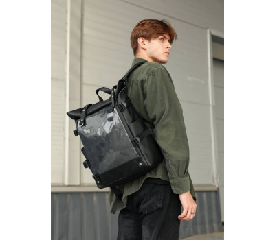 Чоловічий рюкзак Sambag RollTop Hacking чорний