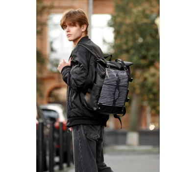Чоловічий рюкзак Sambag RollTop Hacking чорний принт "Girl"