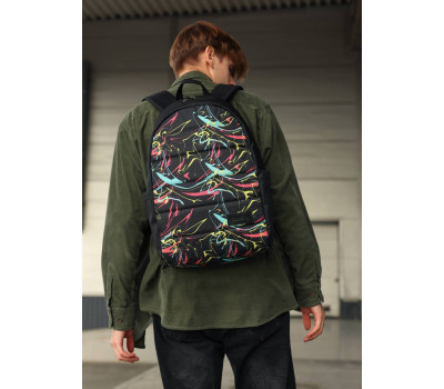 Рюкзак мужской Sambag Zard LRT черный тканевый с принтом "ABSTRACT"