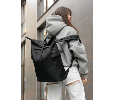 Жіночий рюкзак ролл Sambag  RollTop KZN чорний тканевий