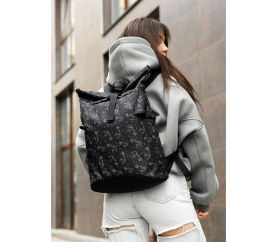 Женский рюкзак ролл Sambag  RollTop KZN  черный принт