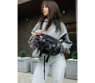 Большая женская поясная сумка бананка Sambag DynamicDart принт "ABSTRACT"