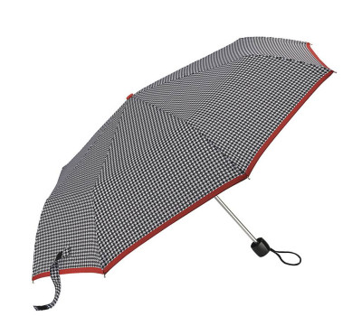 Парасолька жіноча Fulton L354-041154 Minilite-2 Houndstooth Red Border (Червона смуга)