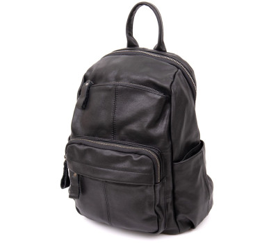 Рюкзак міський в гладку шкіру Vintage 20411 Чорний