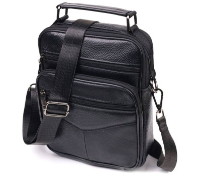 Містка чоловіча сумка шкіряна 21271 Vintage Чорна