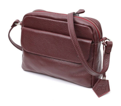 Яркая женская сумка кросс-боди из натуральной кожи GRANDE PELLE 11653 Бордовый
