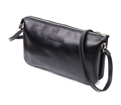 Роскошный женский клатч из натуральной кожи GRANDE PELLE 11657 Черный