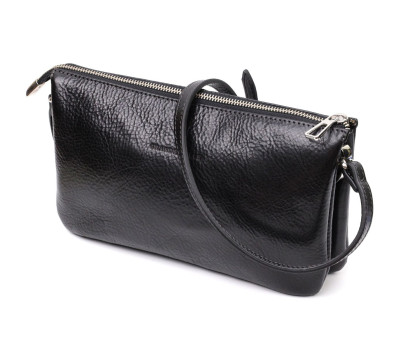 Качественный женский клатч из натуральной кожи GRANDE PELLE 11658 Черный