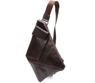 Стильна чоловіча сумка на плечі із натуральної шкіри GRANDE PELLE 11669 Коричнева