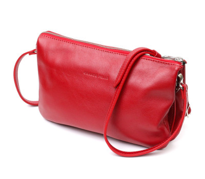 Яскравий жіночий клатч із натуральної шкіри GRANDE PELLE 11670 Червоний