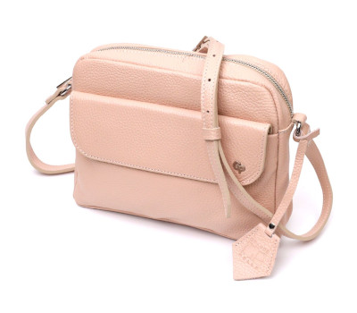 Красивая женская сумка кросс-боди из натуральной кожи GRANDE PELLE 11694 Пудровый