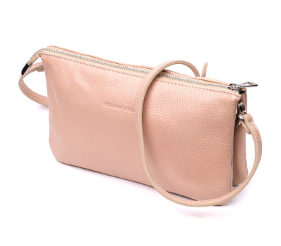 Чарівний жіночий клатч із натуральної зернистої шкіри GRANDE PELLE 11698 Пудровий